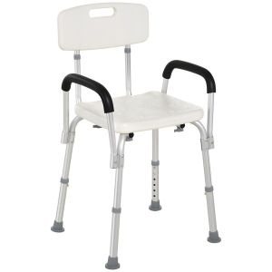 Cadeira para duche 47x50x74-87 cm liga de alumínio e pe color blanco Homcom