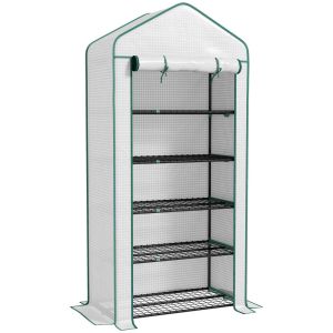 Estufa de jardim 90x49x193cm pe, aço color blanco Outsunny