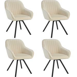 4 cadeiras de sala de jantar giratória 360º de terciopelo 58x58x82 cm crema