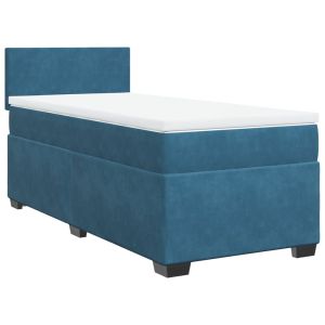 vidaXL cama box spring con colchón terciopelo azul 90x200 cm