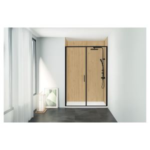 Kit instalação painéis murais em nicho flora madeira 120cm  - perfil preto