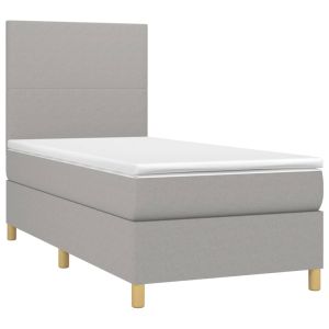 vidaXL cama box spring con colchón tela gris claro 80x200 cm