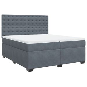 vidaXL cama box spring con colchón terciopelo gris oscuro 200x200 cm