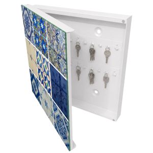 Caixa para chaves decorativa 30x30x5 azulejos, abertura à esquerda