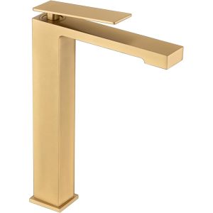Torneira monocomando de bica alta para lavatório em latão - dorado