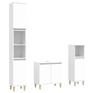 3 pcs conjunto móveis casa de banho derivados de madeira branco