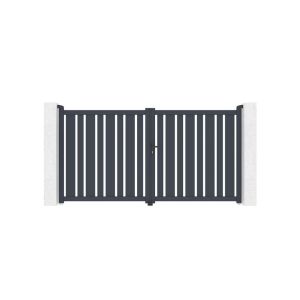 Portão de batente ajustável largura 3m veymont h.160cm alumínio cinza