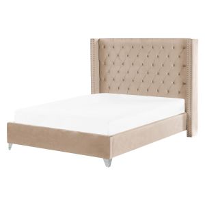 Cama veludo lubbon 160 x 200 cm creme