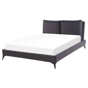 Cama veludo melle 160 x 200 cm cinzento escuro