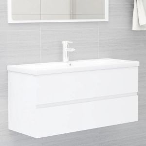 Armário lavatório c/lavatório embutido derivados madeira branco pt8563