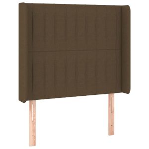 Cabeceira cama c/ abas tecido 83x16x118/128 cm castanho-escuro