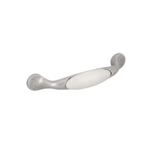 Puxador para mobiliário zamac e porcelana 96 mm entre centros lote  25