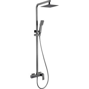 Coluna de duche extensível, pulverizador quadrado termostático gun metal