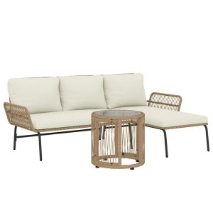 Móveis de jardim 122x79x75 cm metal, ratã color beige Outsunny