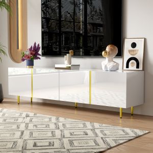 Móvel de tv branco brilho 4 portas 46x170x35cm