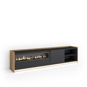 Móvel de tv, 207x37x50cm, lareira eléctrica, LED rf4890