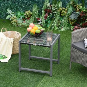 Mesa de apoio para jardim em polirratan cinza 50x49 5x50cm