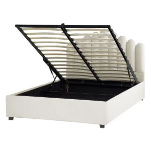 Sommier com arrumação vincennes veludo branco creme 140 x 200 cm