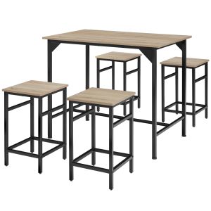 Juego de mesa bistró e 4 banquetas de estilo industrial madeira clara