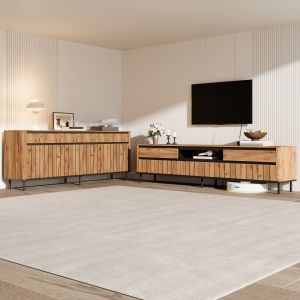 Conjunto aparador e móvel de tv madeira 160x40x73cm e 180x40x52cm