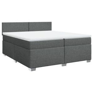 vidaXL cama box spring con colchón tela gris oscuro 200x200 cm