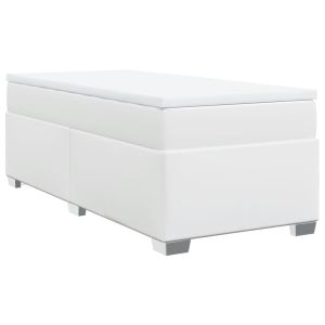 vidaXL cama box spring con colchón cuero sintético blanco 100x200 cm