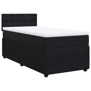vidaXL cama box spring con colchón terciopelo negro 100x200 cm