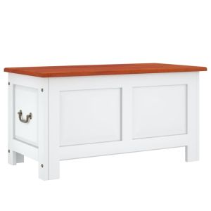 vidaXL baúl de almacenaje con tapa madera de acacia marrón y blanco