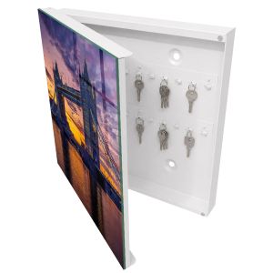 Caixa para chaves decorativa 30x30x5, abertura à esquerda branca