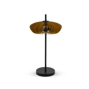 Abajur de mesa em madeira compensada cor mel com preto, 33x33x60cm