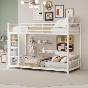 Beliche metálico 90x190 cm, 2 camas, robusto com guarda-corpos, branco