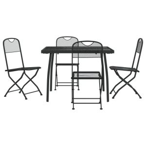 vidaXL juego de comedor de jardín 5 pzas malla metálica gris antracita