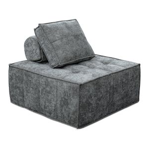 Poltrona estilo veludo - 96 x 100 x 89 cm - cinza