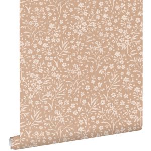 Estahome papel de parede flores rosa terracota 53 cm x 10.05 m