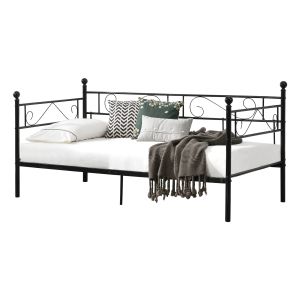 Sofá cama individual granada aço resistente 90 x 200 cm - preto [en.casa]