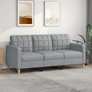 Sofá de 3 lugares 180 cm tecido cinza-claro pt8522