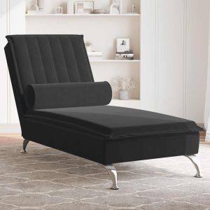 Chaise lounge de massagem com rolo veludo preto wf954128
