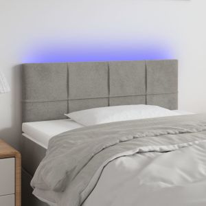 Cabeceira de cama c/ luzes LED veludo 80x5x78/88 cm cinza-claro ptob3671