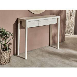 Console ares em madeira de manga branca, 100x30x76 cm. 100x30x76 cm