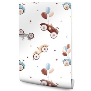 Papel de parede cars balloons coloured stars para quarto das crianças