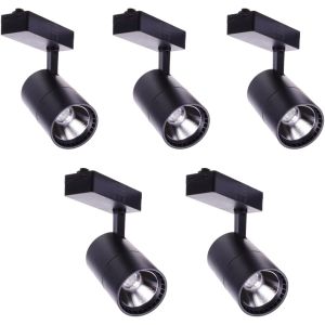5x LED spotlight rail 40w, luz fria 6000k, 2700 lm, 220v monofásico,  preto