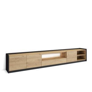 Móvel de tv, 310x37x50cm, carvalho e preto, LED rf4859