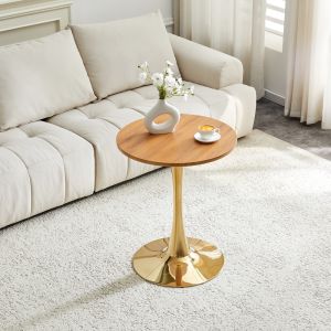 Mesa auxiliar redonda moderna mdf dourado 72x60x60cm