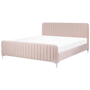 Cama veludo lunan 180 x 200 cm rosa pastel
