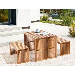 Conjunto de 2 bancos de jardim sulzano 150 cm madeira de acácia castanho