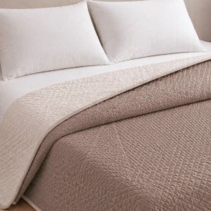 Colcha reversível bicolor bege/couro cama 180cm donegal collections