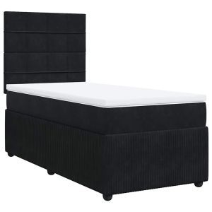 vidaXL cama box spring con colchón terciopelo negro 100x200 cm