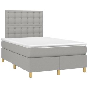 vidaXL cama box spring con colchón tela gris claro 120x200 cm