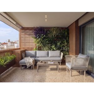 Conjunto lounge madeira de acácia castanho cremona