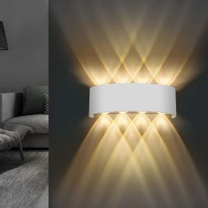 Luminária de parede interior e exterior up/down 8 w 3000 k preto